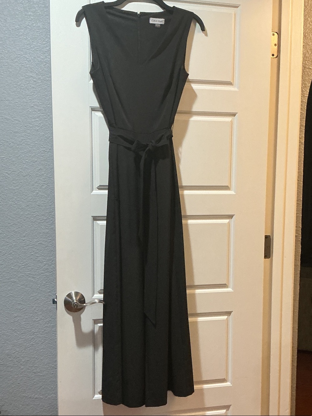 Calvin Klein Black Sleeveless Tie-Waist Jumpsuit